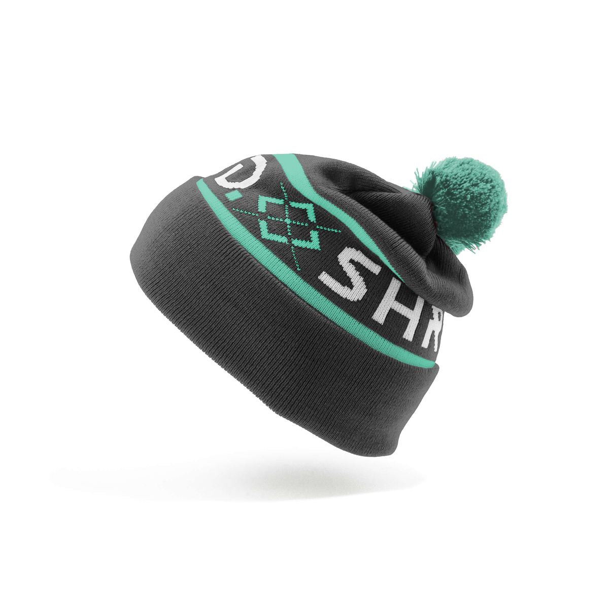 WOODSIDE BEANIE CHARCOAL/AQUA