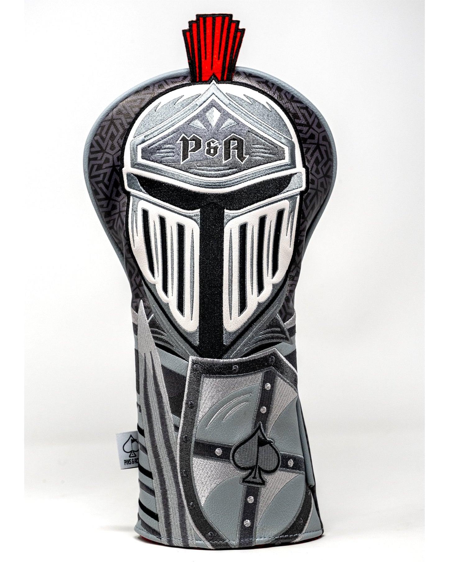 Knight's Valor driver cover with a regal design featuring a knight motif, ideal for golf enthusiasts seeking style and protection for their clubs.