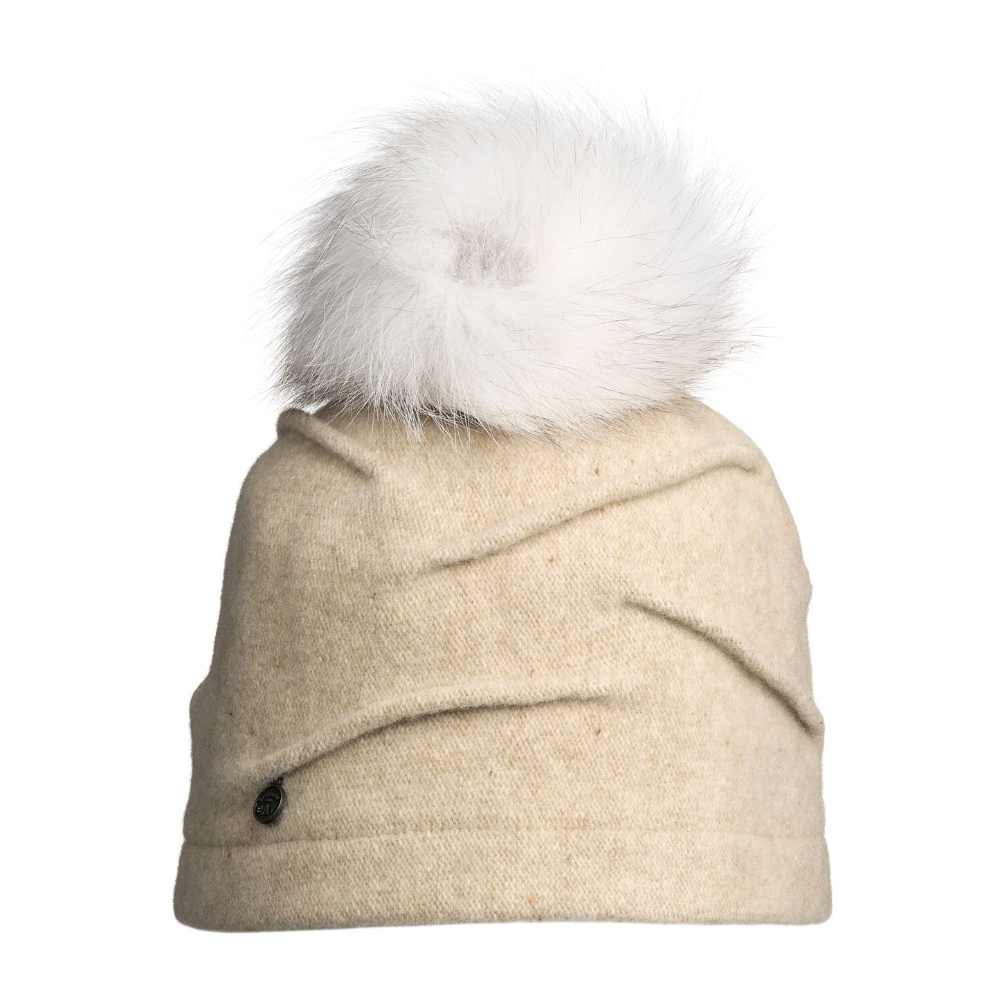 CLARETA - ORMOS PLEATED BEANIE W UPCYCLED FUR POM