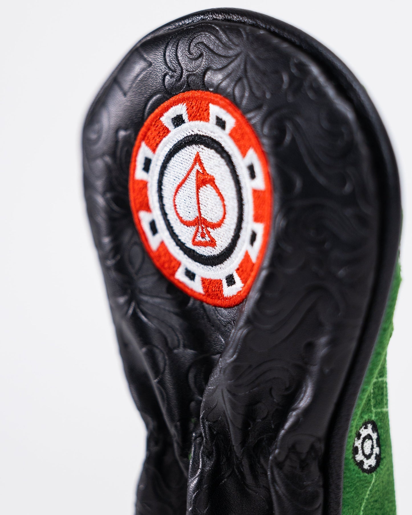 Hybrid golf club cover with a craps casino theme, featuring vibrant colors and dice graphics.