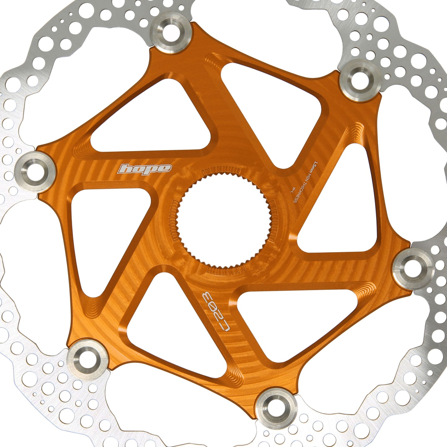 HOPE PART BRAKE MTB CENTRE LOCK DISC 203MM ORANGE