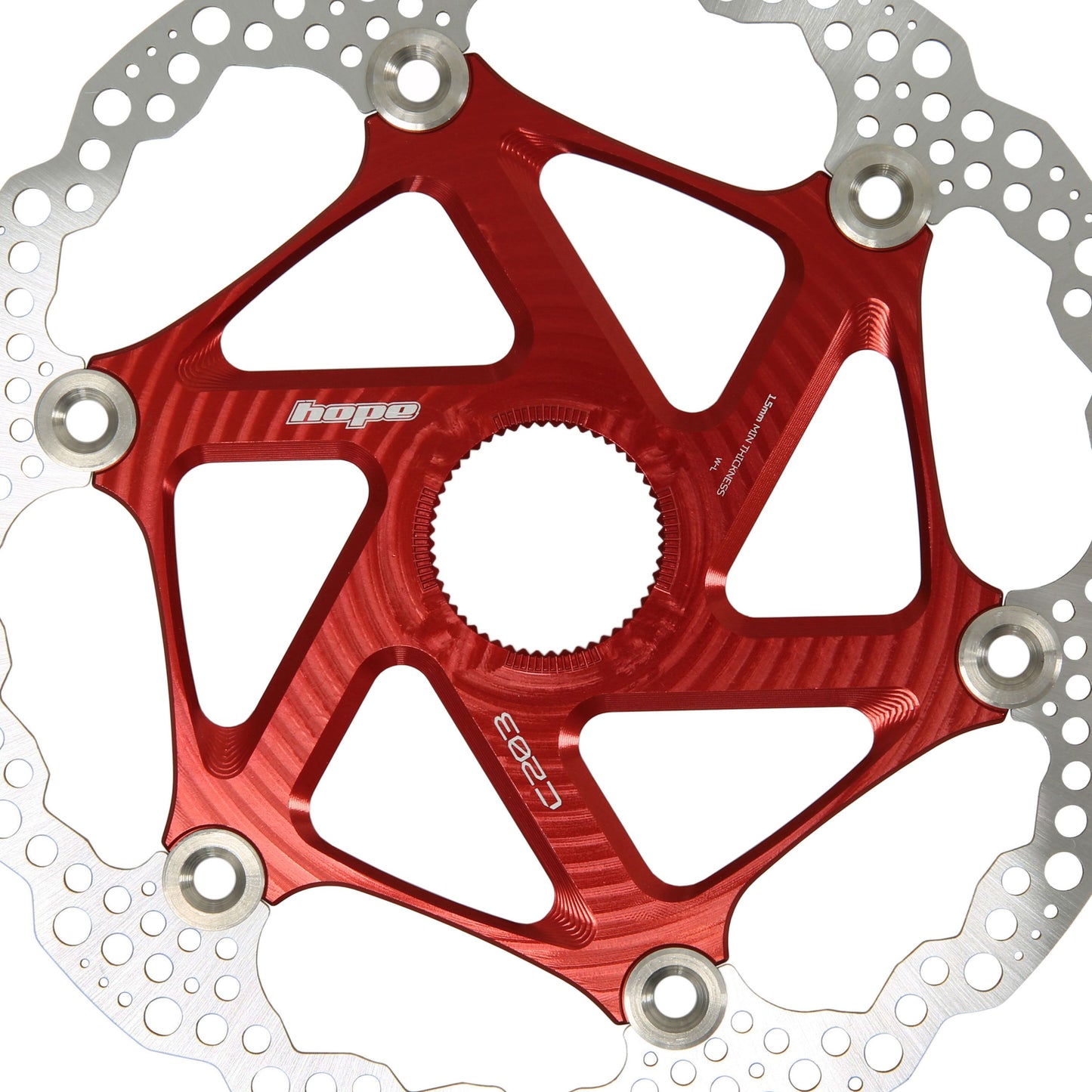 HOPE PART BRAKE MTB CENTRE LOCK DISC 203MM RED