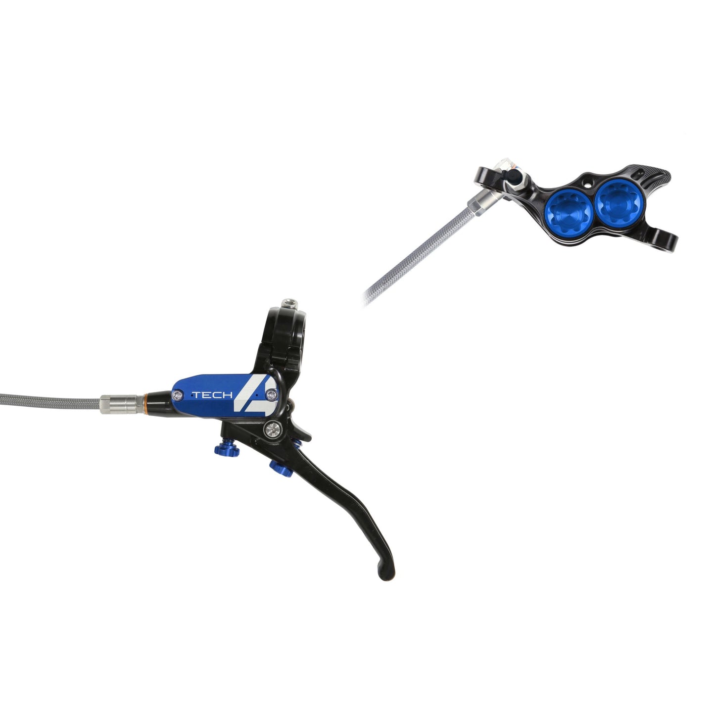 HOPE BRAKE TECH 4 E4 BRAIDED NO ROTOR BLACK/BLUE L/H