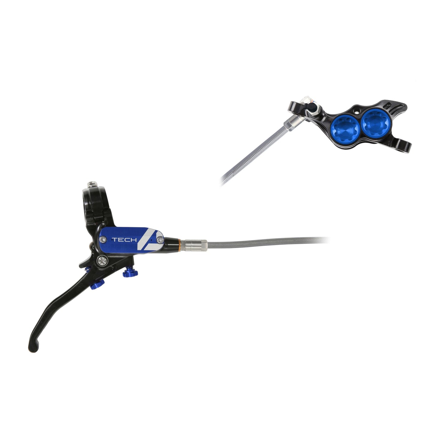 HOPE BRAKE TECH 4 E4 BRAIDED NO ROTOR BLACK/BLUE R/H