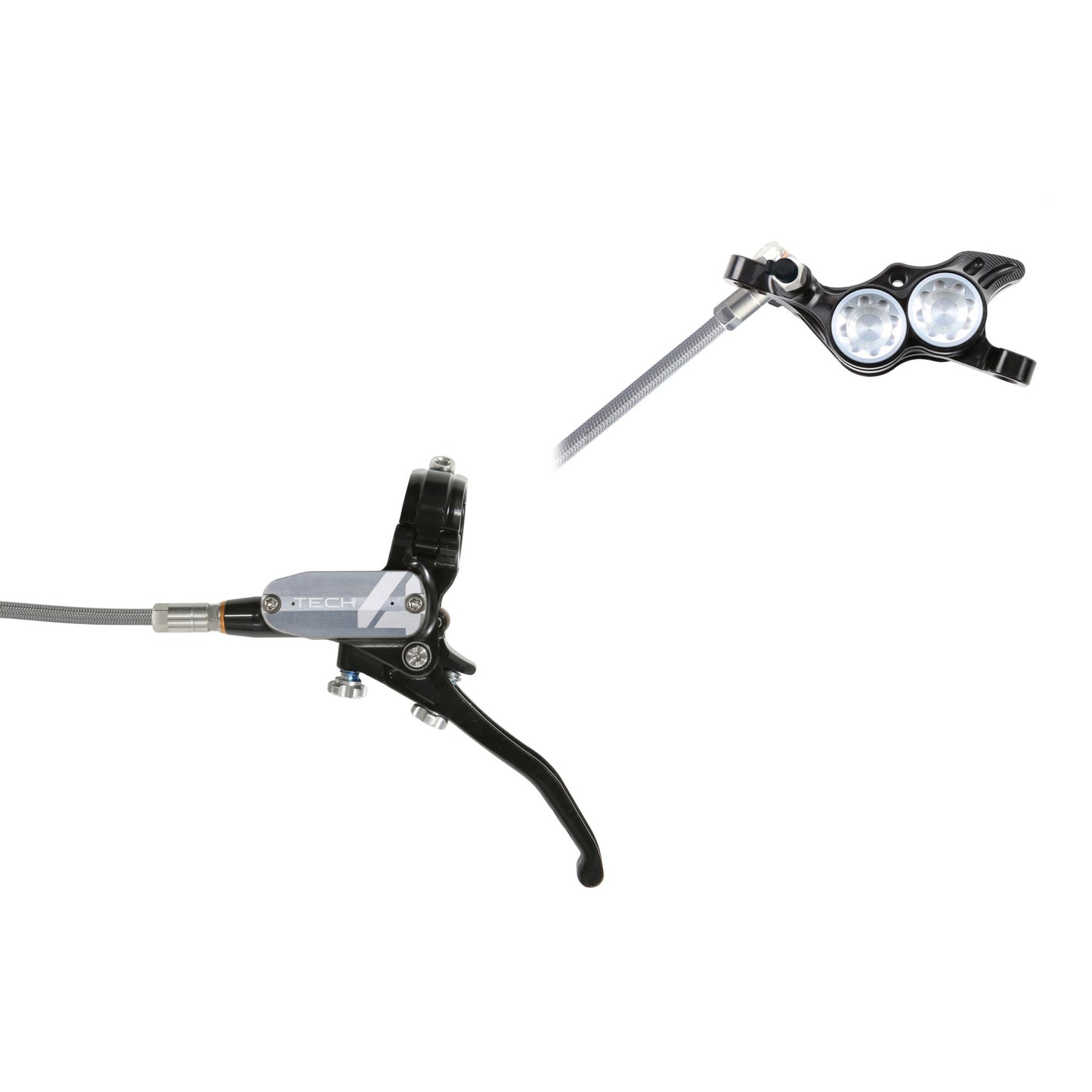 HOPE BRAKE TECH 4 E4 BRAIDED NO ROTOR BLACK/SILVER L/H