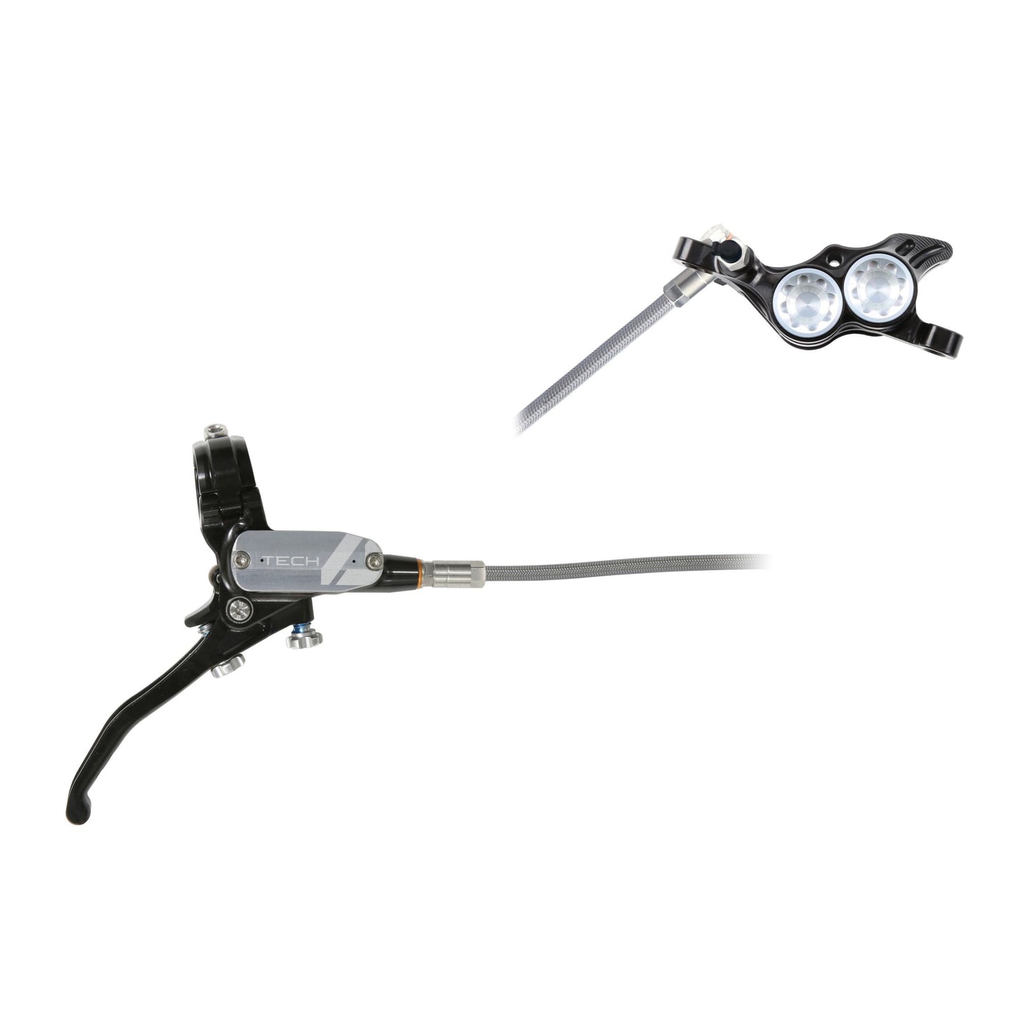 HOPE BRAKE TECH 4 E4 BRAIDED NO ROTOR BLACK/SILVER R/H