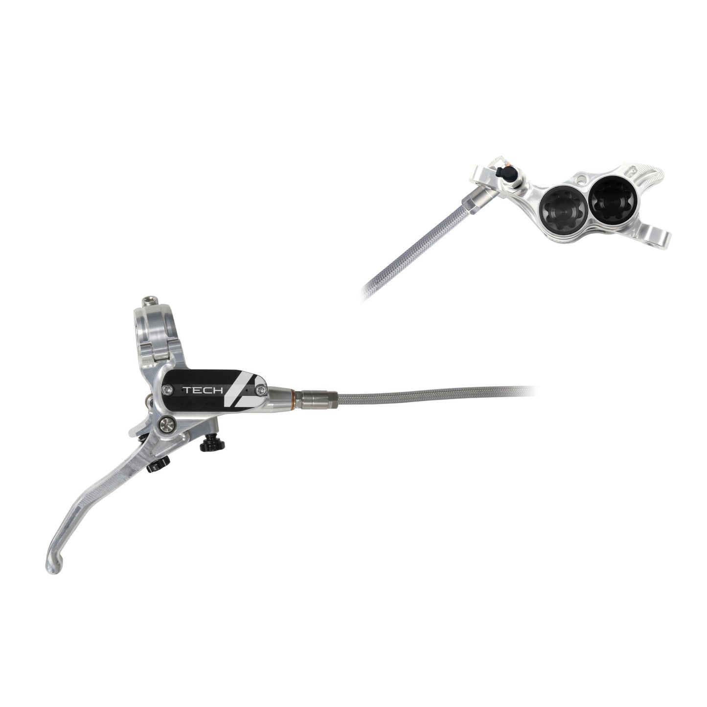 HOPE BRAKE TECH 4 E4 TRESSÉ SANS ROTOR ARGENT/NOIR DROITE