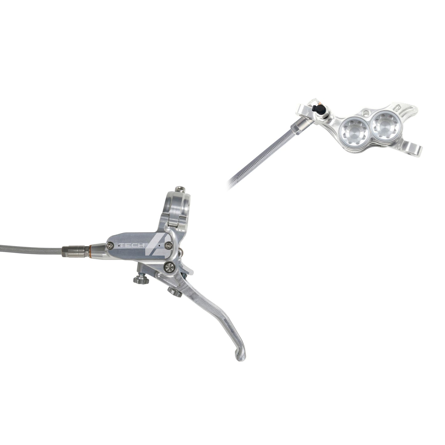 HOPE BRAKE TECH 4 E4 BRAIDED NO ROTOR SILVER/SILVER L/H