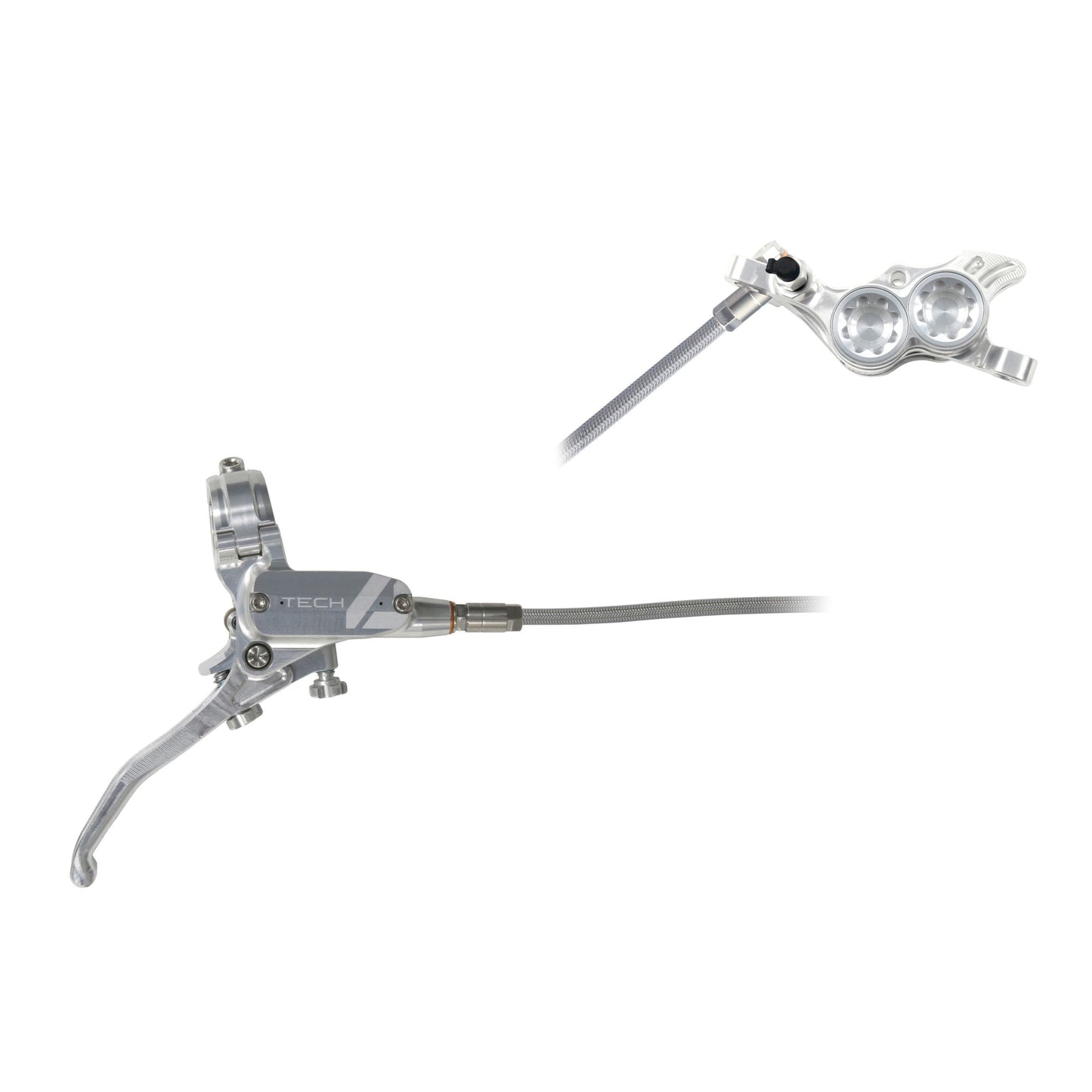 HOPE BRAKE TECH 4 E4 BRAIDED NO ROTOR SILVER/SILVER R/H