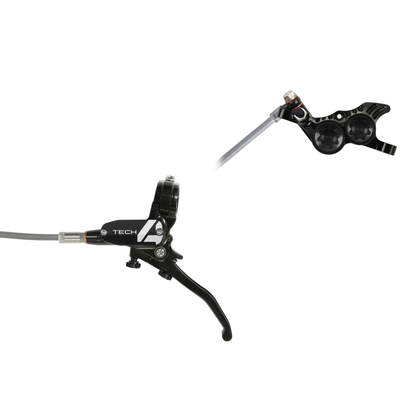 HOPE BRAKE TECH 4 V4 BRAIDED NO ROTOR BLACK/BLACK L/H