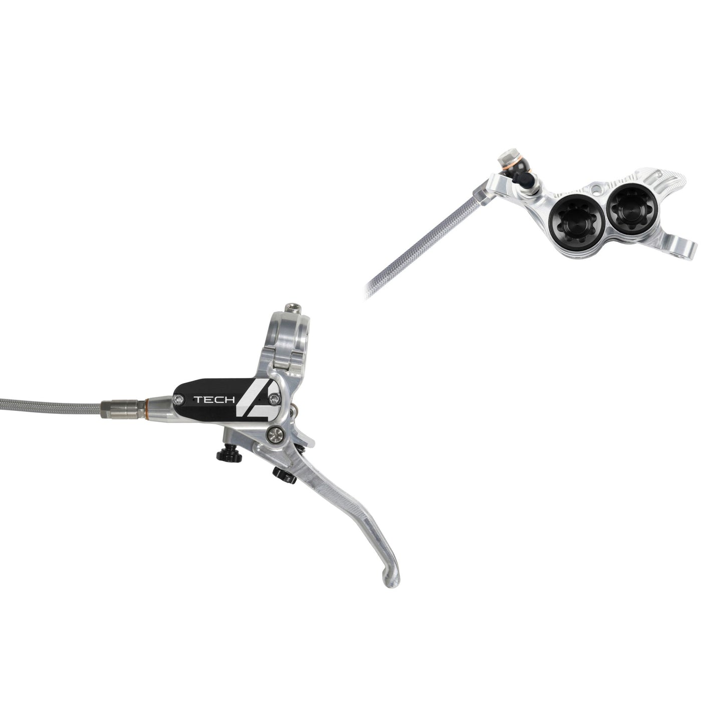 HOPE BRAKE TECH 4 V4 TRESSÉ SANS ROTOR ARGENT/NOIR G/H