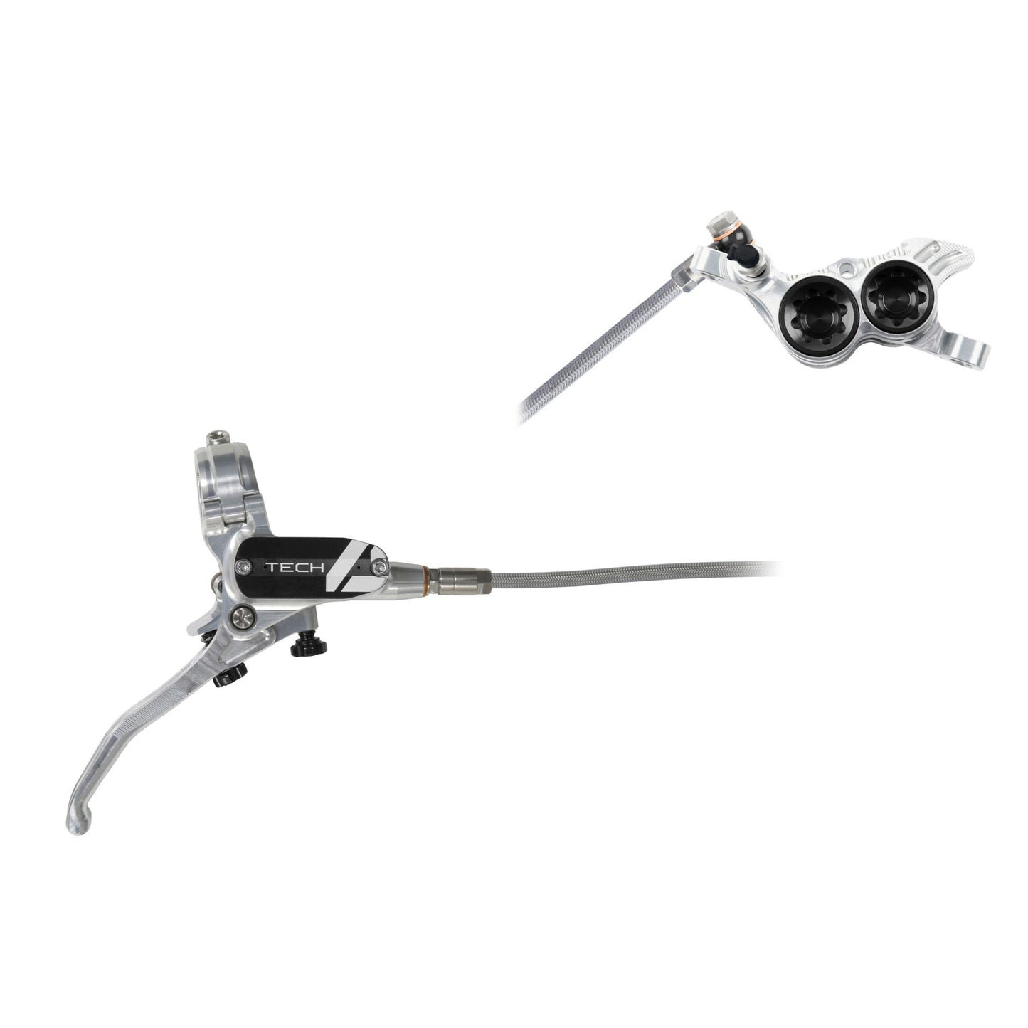 HOPE BRAKE TECH 4 V4 TRESSÉ SANS ROTOR ARGENT/NOIR DROITE