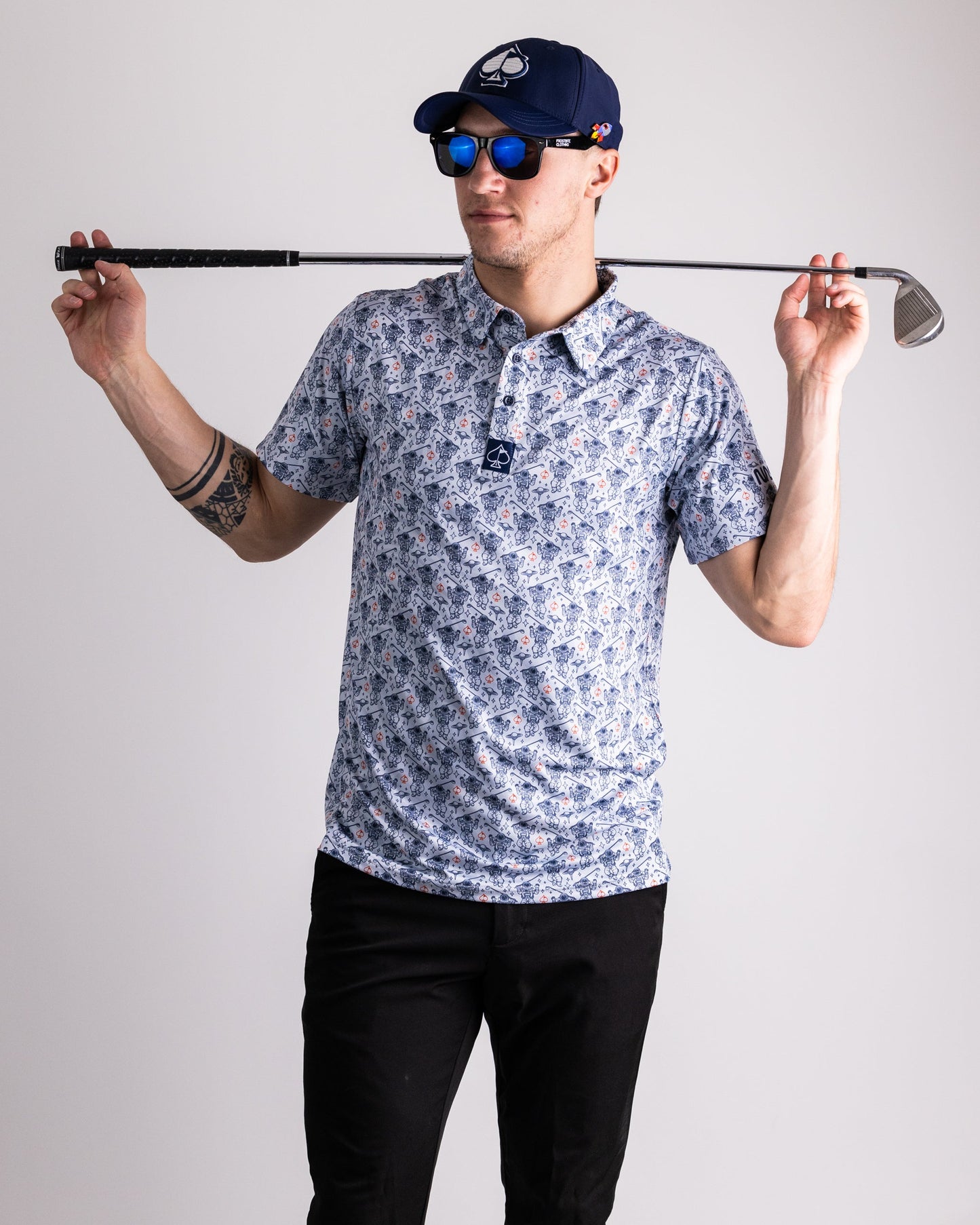 Gray NASA Space Walker polo shirt featuring the iconic NASA logo and a stylish design.