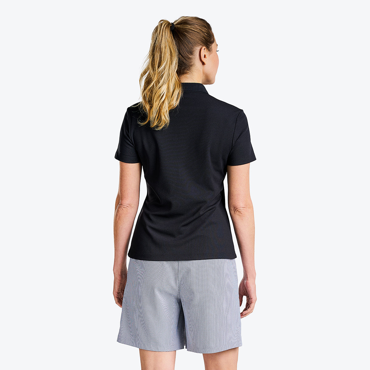 Brenna Mock Neck Polo Shirt Black