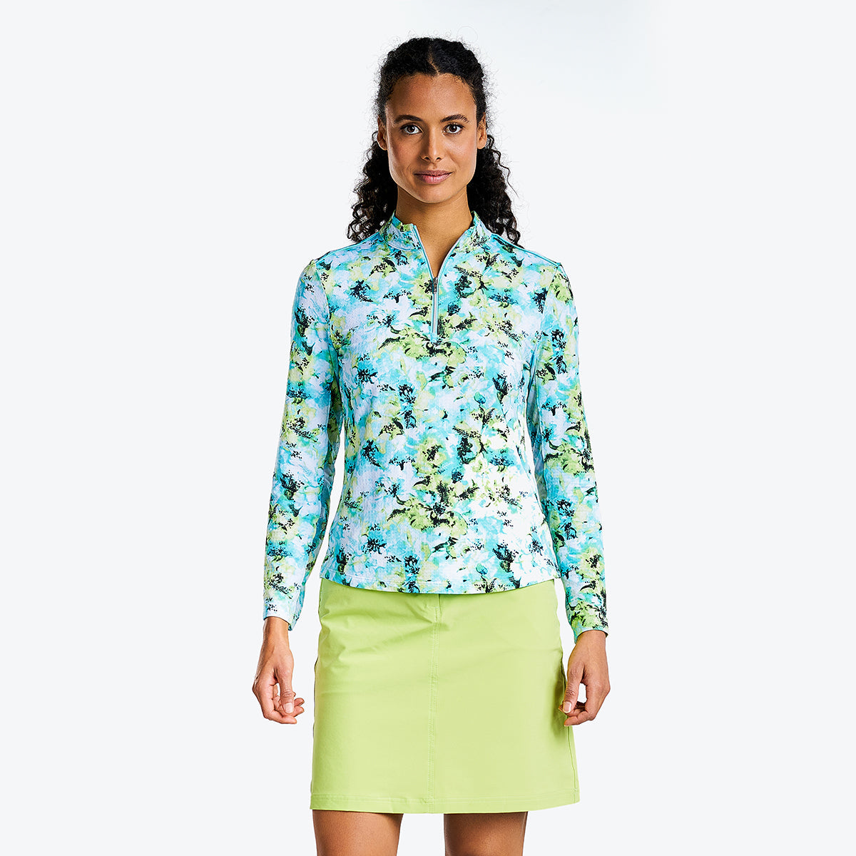 Laurisa Long-Sleeve Mock Curacao Blue