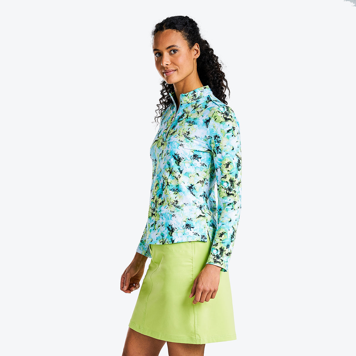 Laurisa Long-Sleeve Mock Curacao Blue