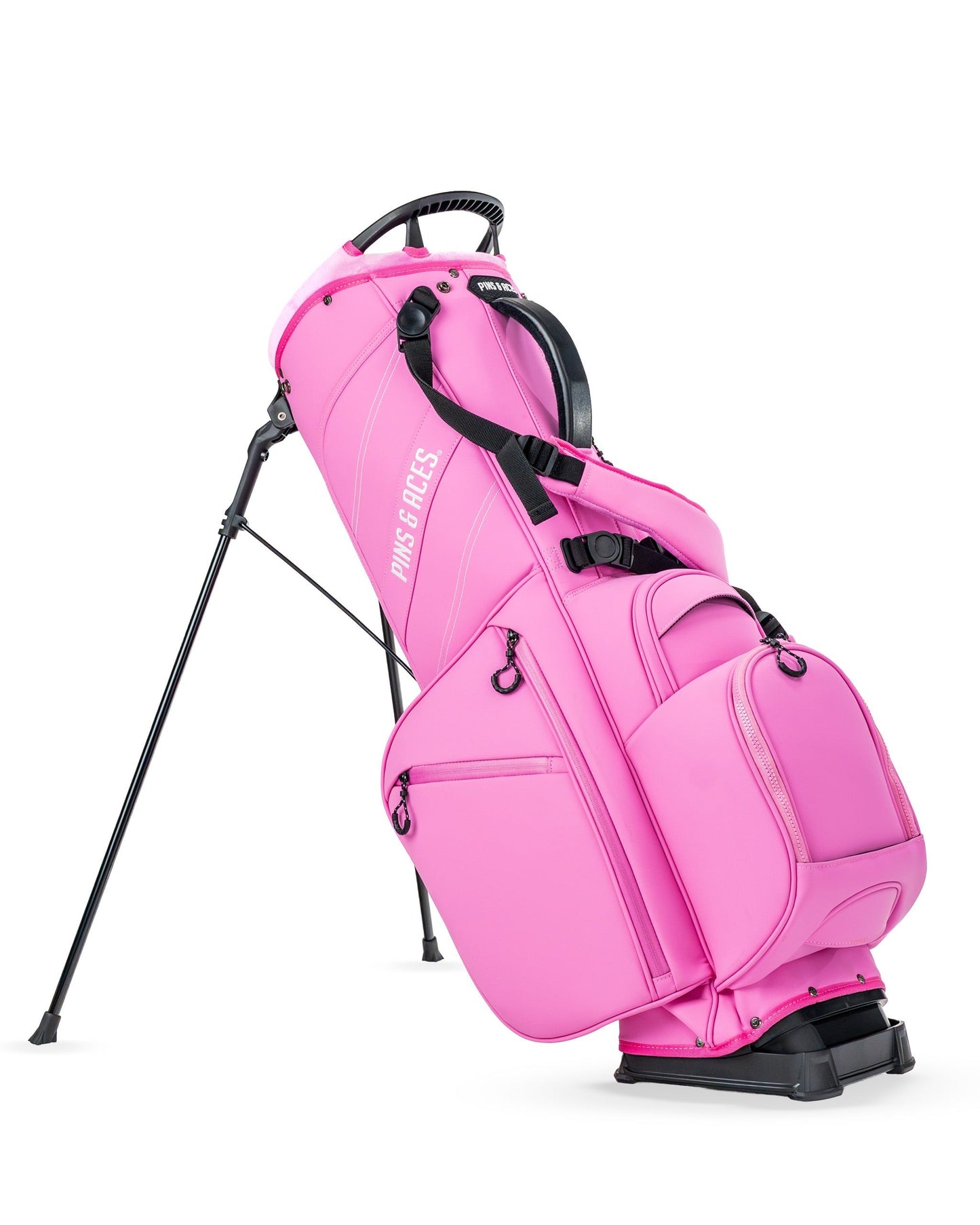 Bold pink Player Preferred Golf Bag with multiple pockets and a sturdy stand, designed for golfers who want to stand out.