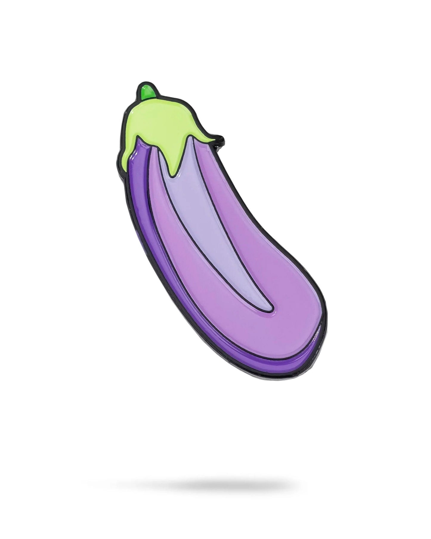 Colorful eggplant-shaped ball marker featuring vibrant purple and green details, perfect for adding flair to your golf game.