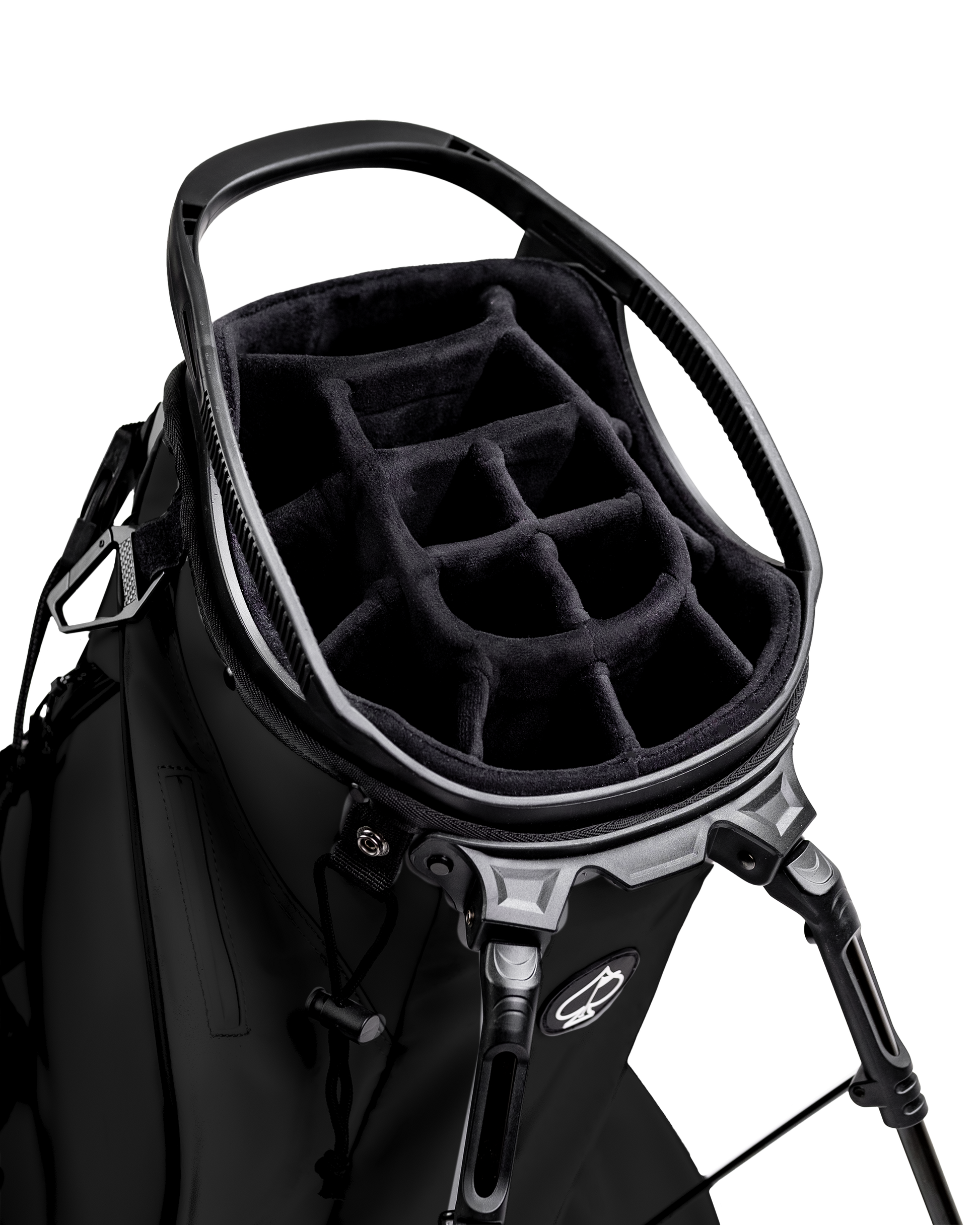 Player Preferred™ Golf Bag in Obsidian color, featuring a 14-slot top and multiple pockets for storage.