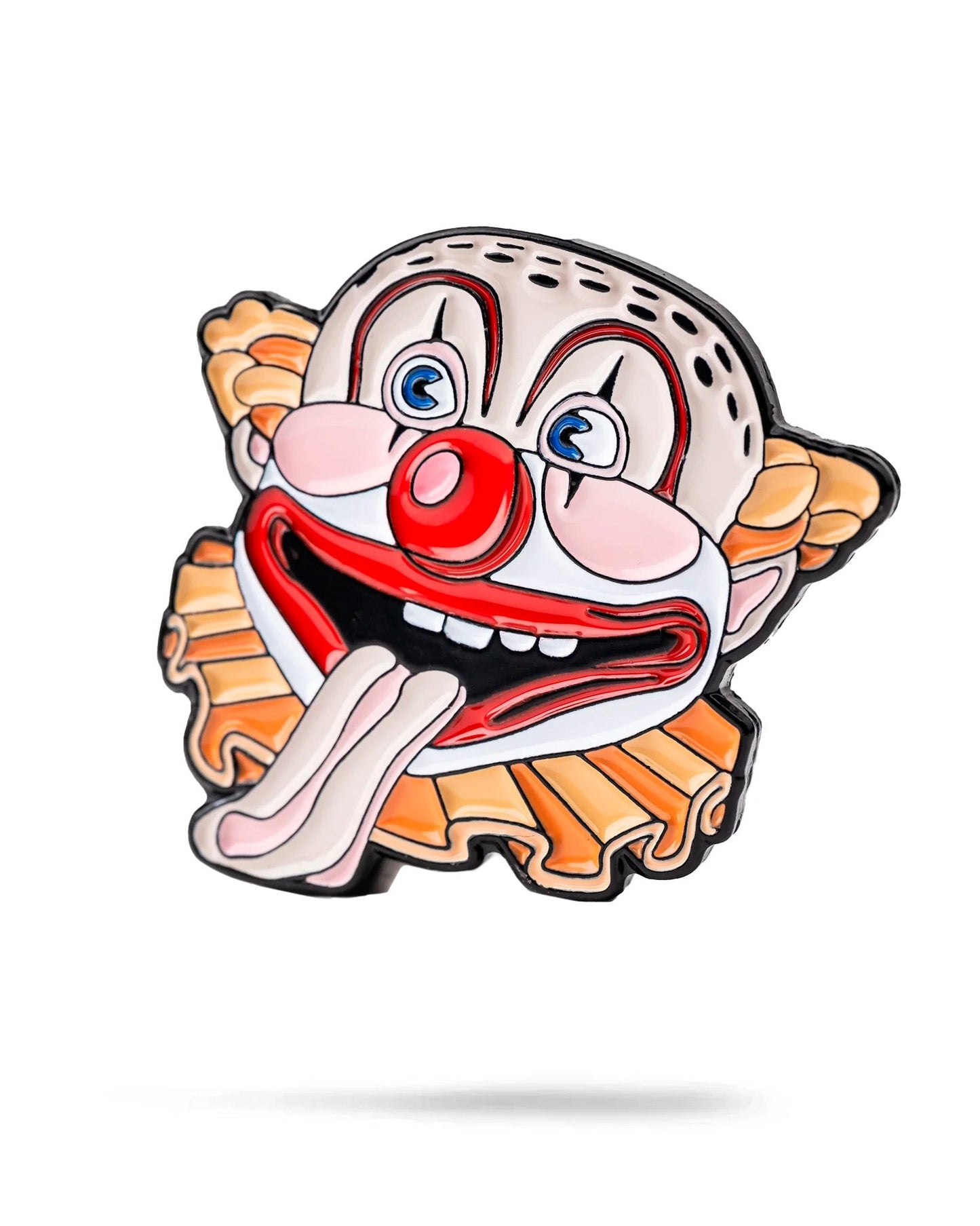 Colorful clown mouth ball marker for golf, featuring a playful design with vibrant colors.