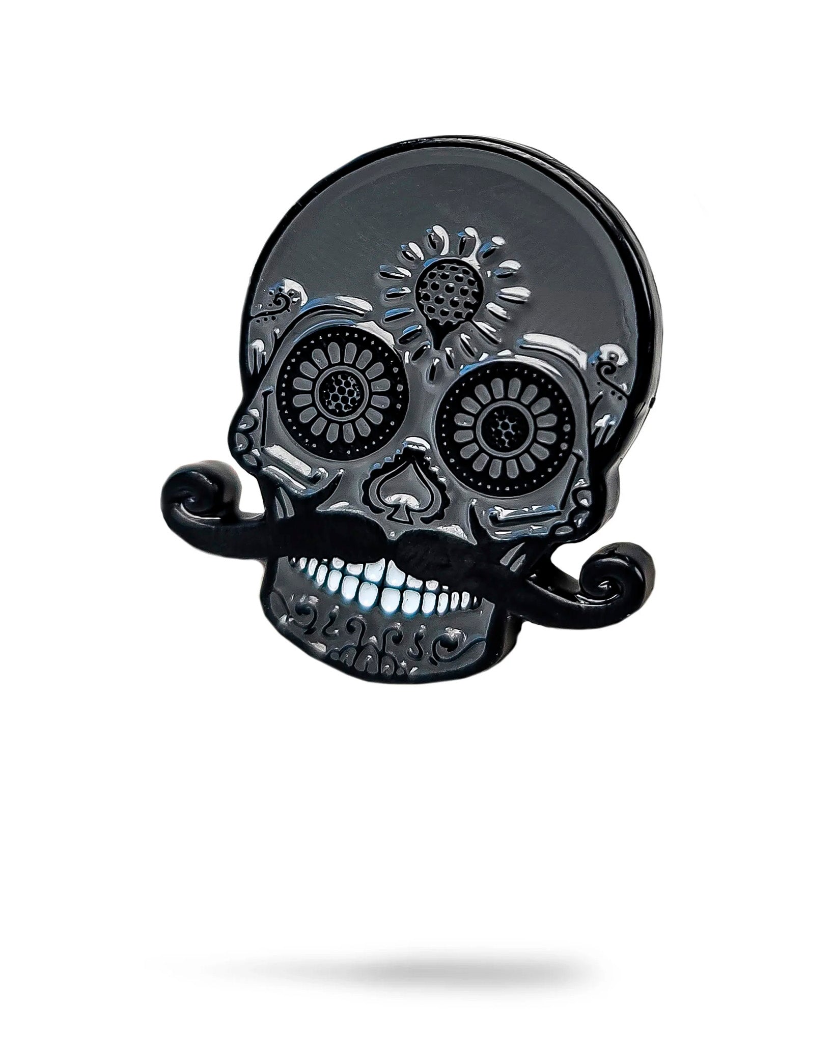 Blackout Sugar Skull Ball Marker featuring a colorful sugar skull design with vibrant details on a black background.