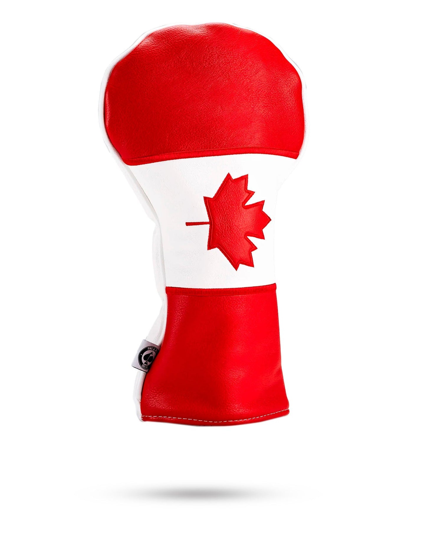 Canada driver cover featuring a vibrant red and white design with a maple leaf motif, suitable for protecting vehicle interiors.