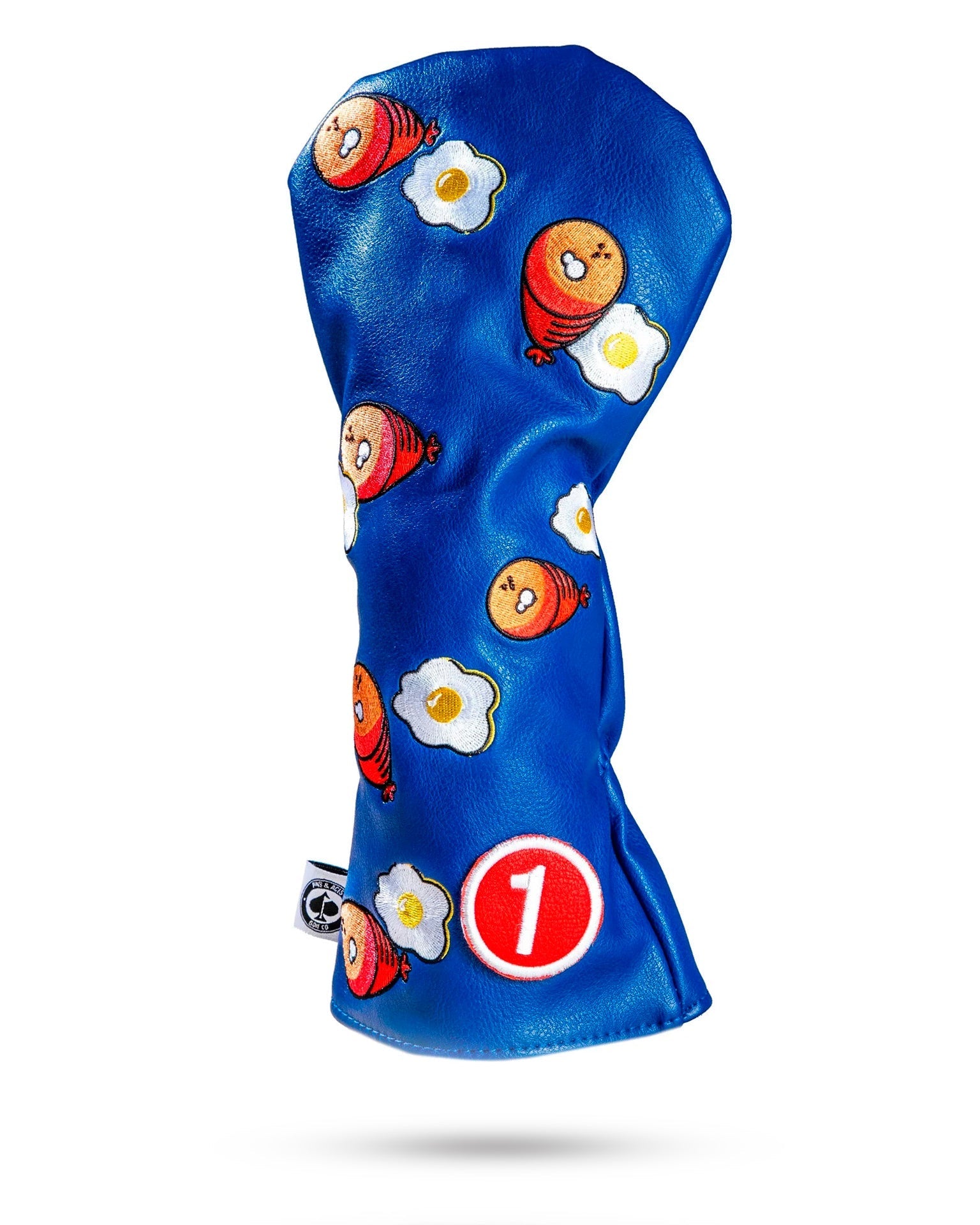 Alt text: "Ham & Eggs driver cover featuring a playful design with vibrant colors, ideal for golf enthusiasts."