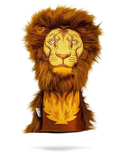 Lion Driver Cover featuring a realistic lion head design, crafted from durable materials for protection and style on the golf course.