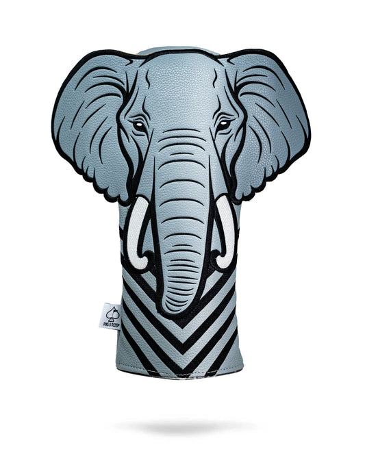 Elephant driver cover featuring a realistic elephant design, suitable for golf club protection.