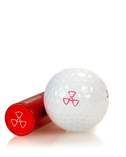 Hazard Ball Stamp featuring a vibrant nuclear symbol design, ideal for marking hazardous materials.