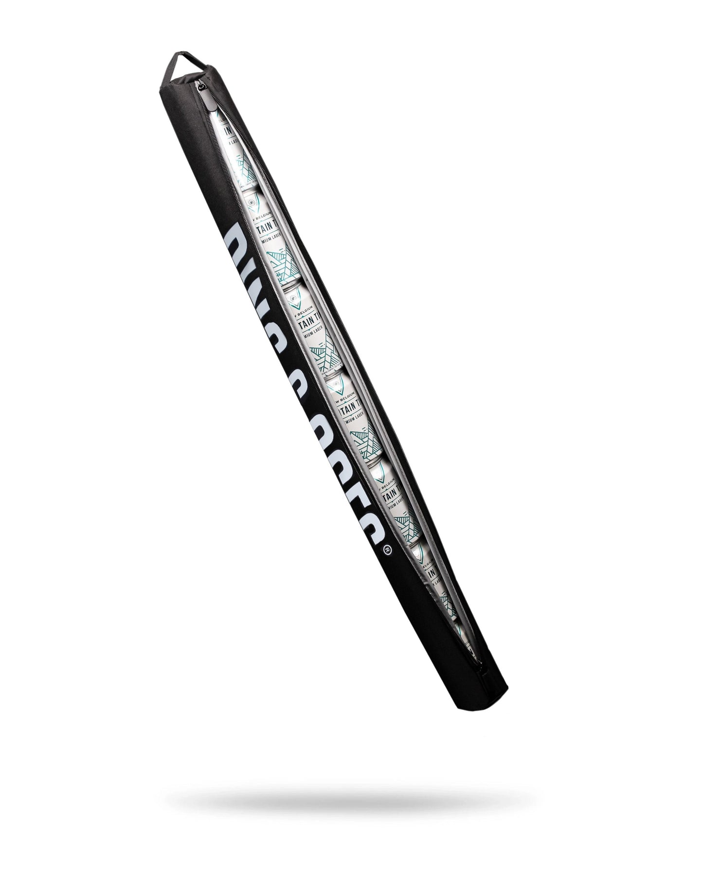 Black beer sleeve designed for keeping beverages cold, featuring a sleek and modern style.