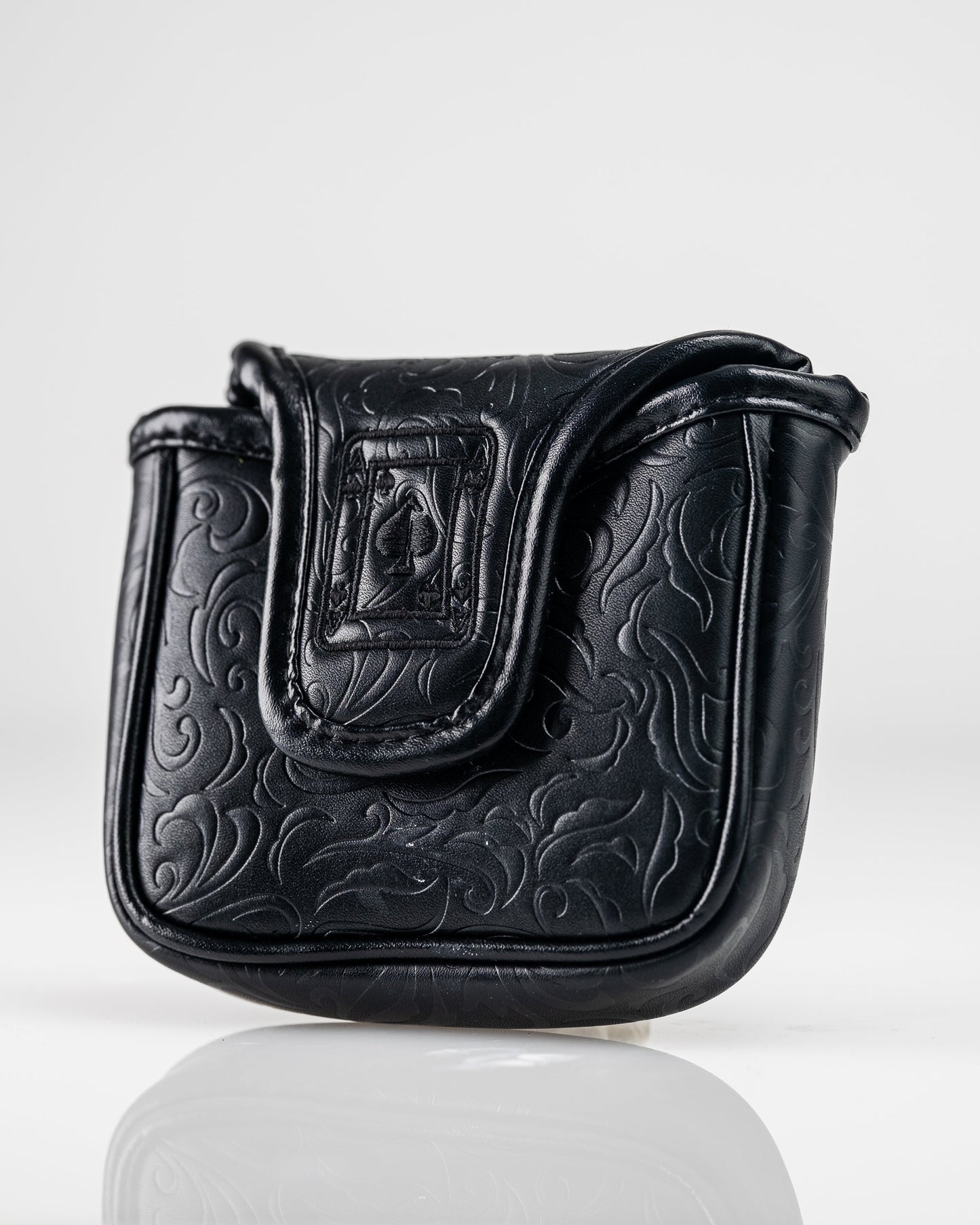 Blackout Ace of Spades mallet putter cover with a sleek design, featuring a solid black exterior and spade emblem.