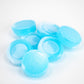 Blue beer sleeve ice pucks designed to keep beverages cold, featuring a sleek, circular shape with a textured surface.