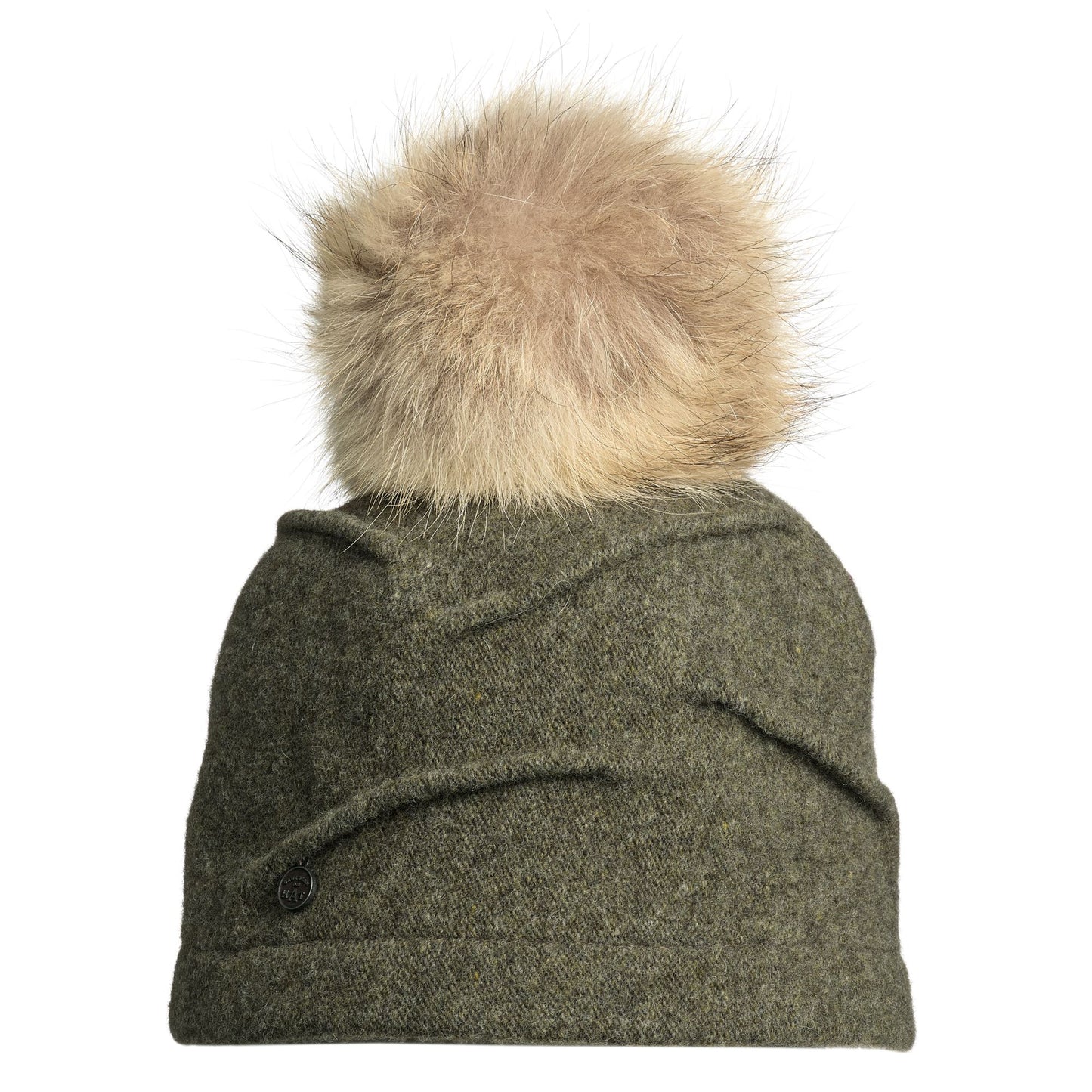 CLARETA - ORMOS PLEATED BEANIE W UPCYCLED FUR POM