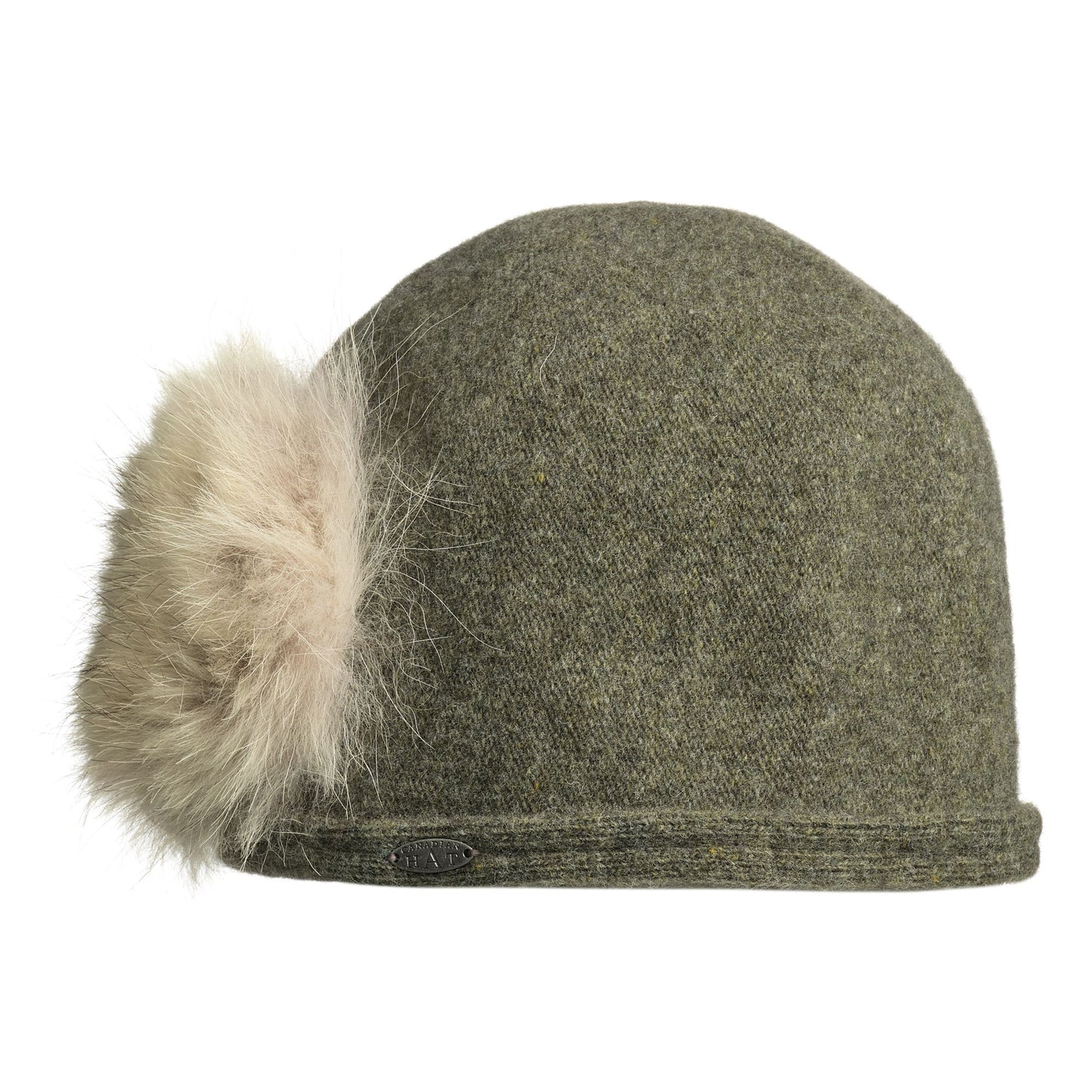 CICI - ORMOS BEANIE W SIDE UPCYCLED FUR POM