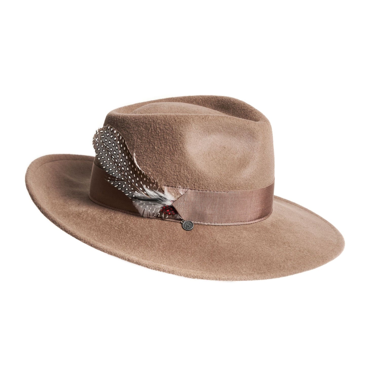 FEDINA - LARGE FUR FELT FEDORA HAT W FEATHER