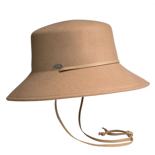 BREN CS - LARGE BUCKET HAT WITH THIN LEATHER CHIN STRAP