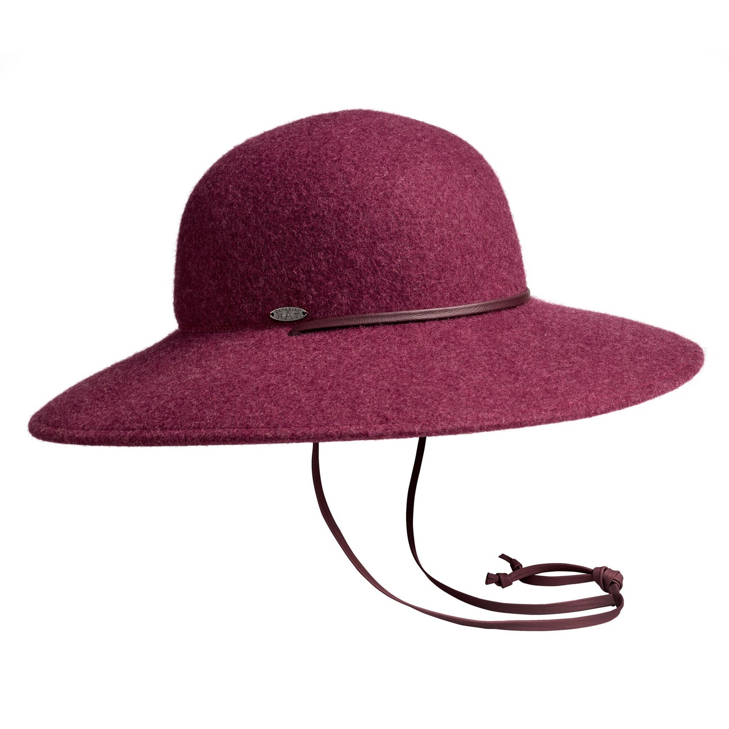 CATHY CS - WIDE BRIM CLOCHE HAT W LEATHER CHIN STRAP
