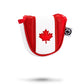Canada mallet putter cover featuring a red and white design with a maple leaf emblem, designed for golf clubs.