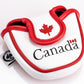 Canada mallet putter cover featuring red and white colors with a maple leaf design.