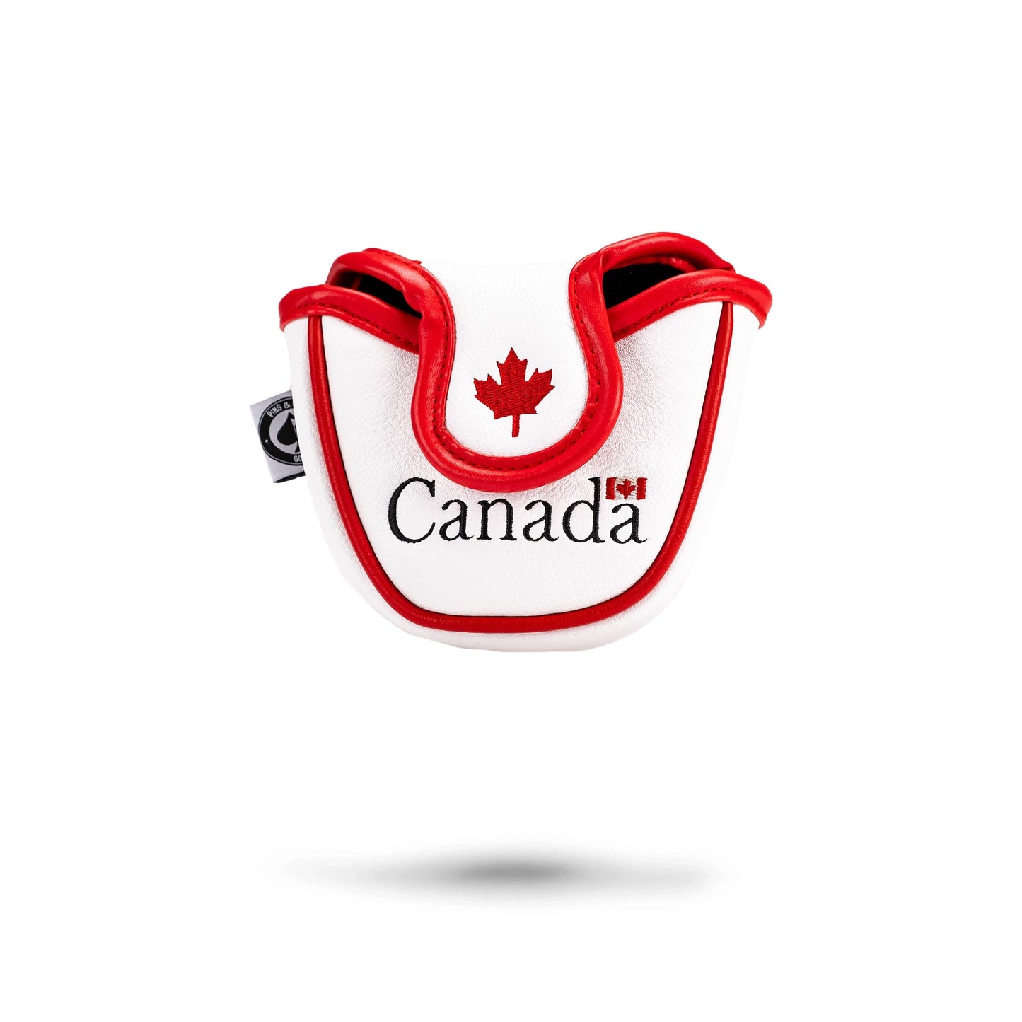 Alt text: "Canada-themed mallet putter cover featuring a vibrant maple leaf design."