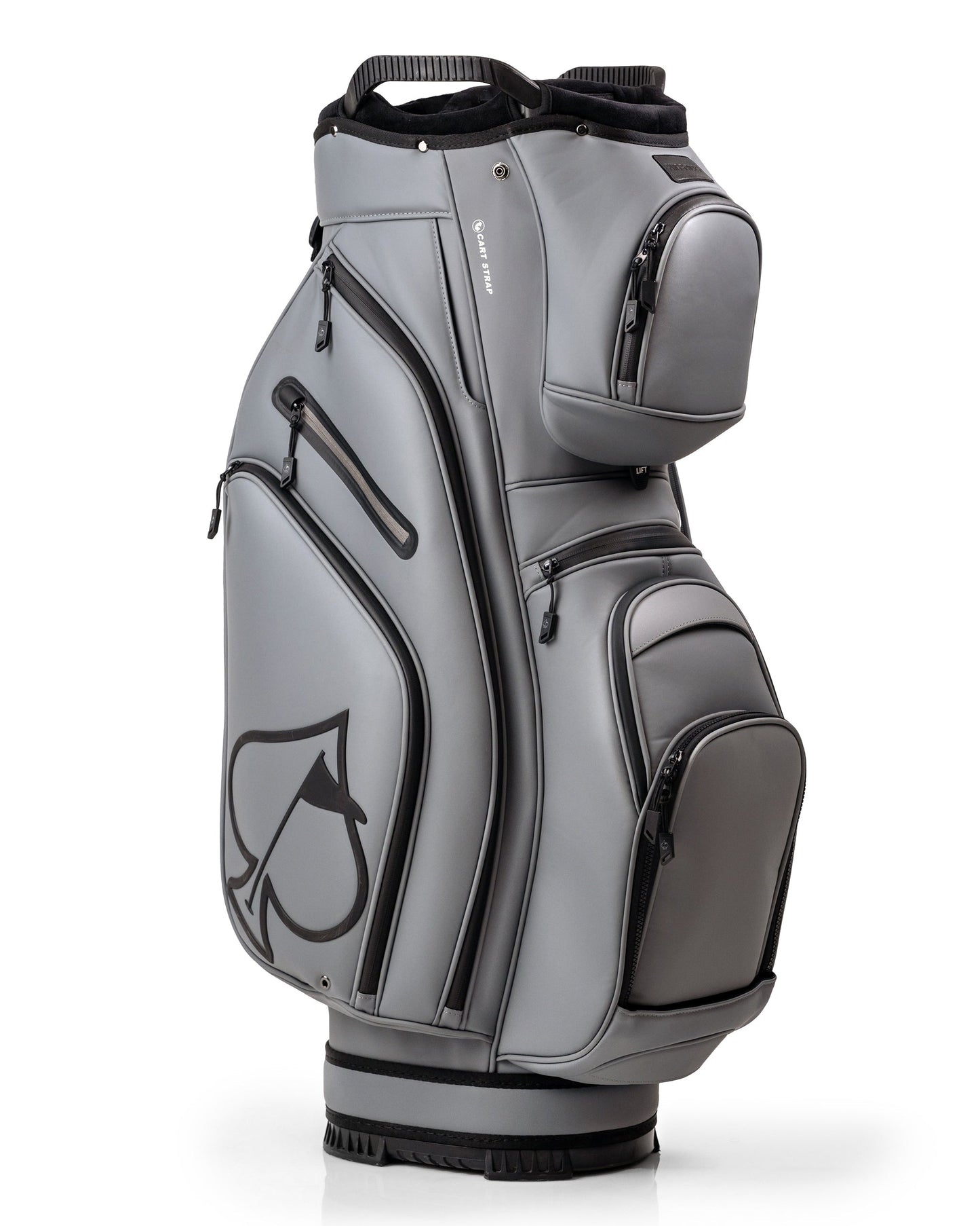 Player Preferred™ Cart Bag in Flat Ash color, featuring multiple pockets and a stylish design for golfers.