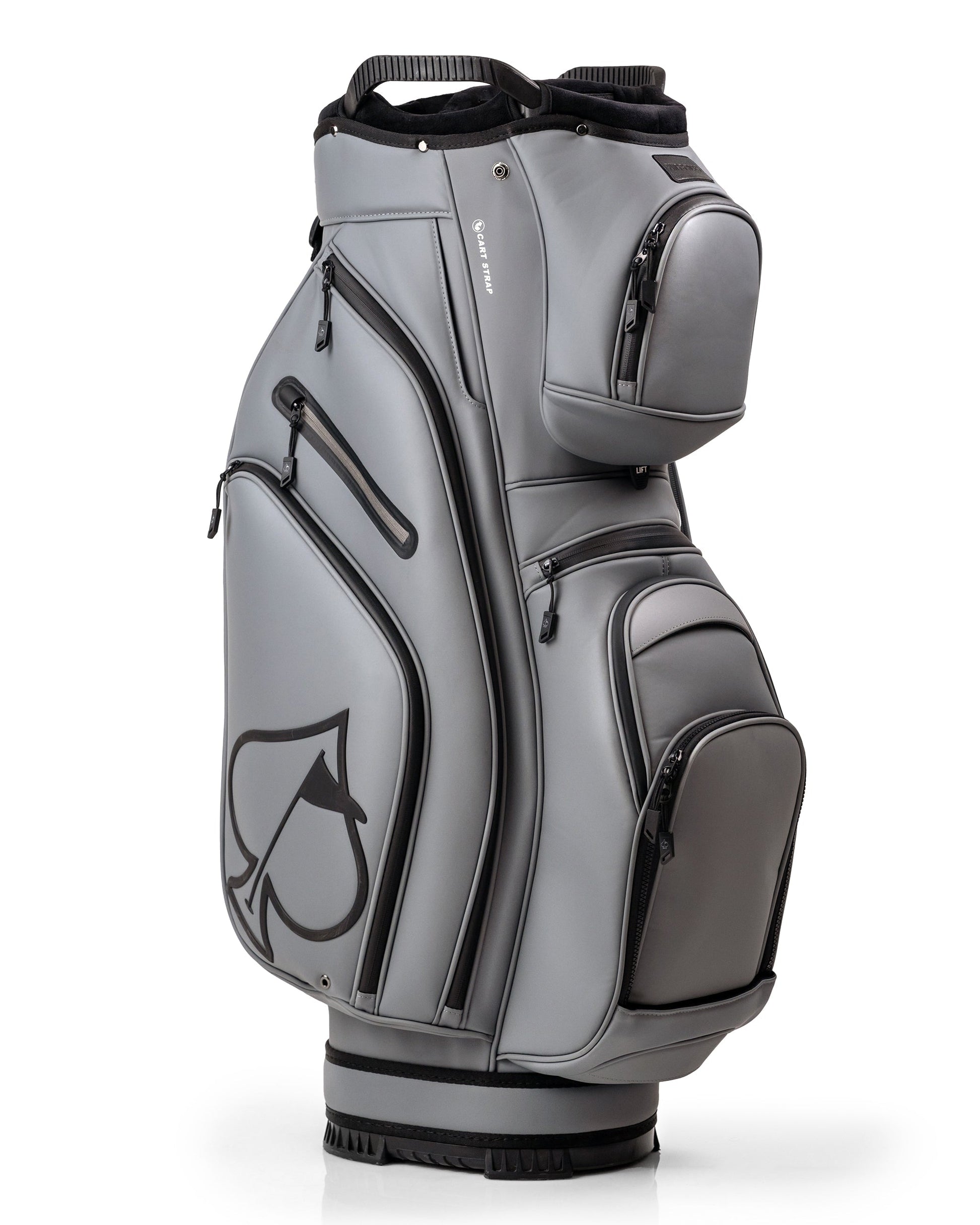 Player Preferred™ Cart Bag in Flat Ash color, featuring multiple pockets and a stylish design for golfers.