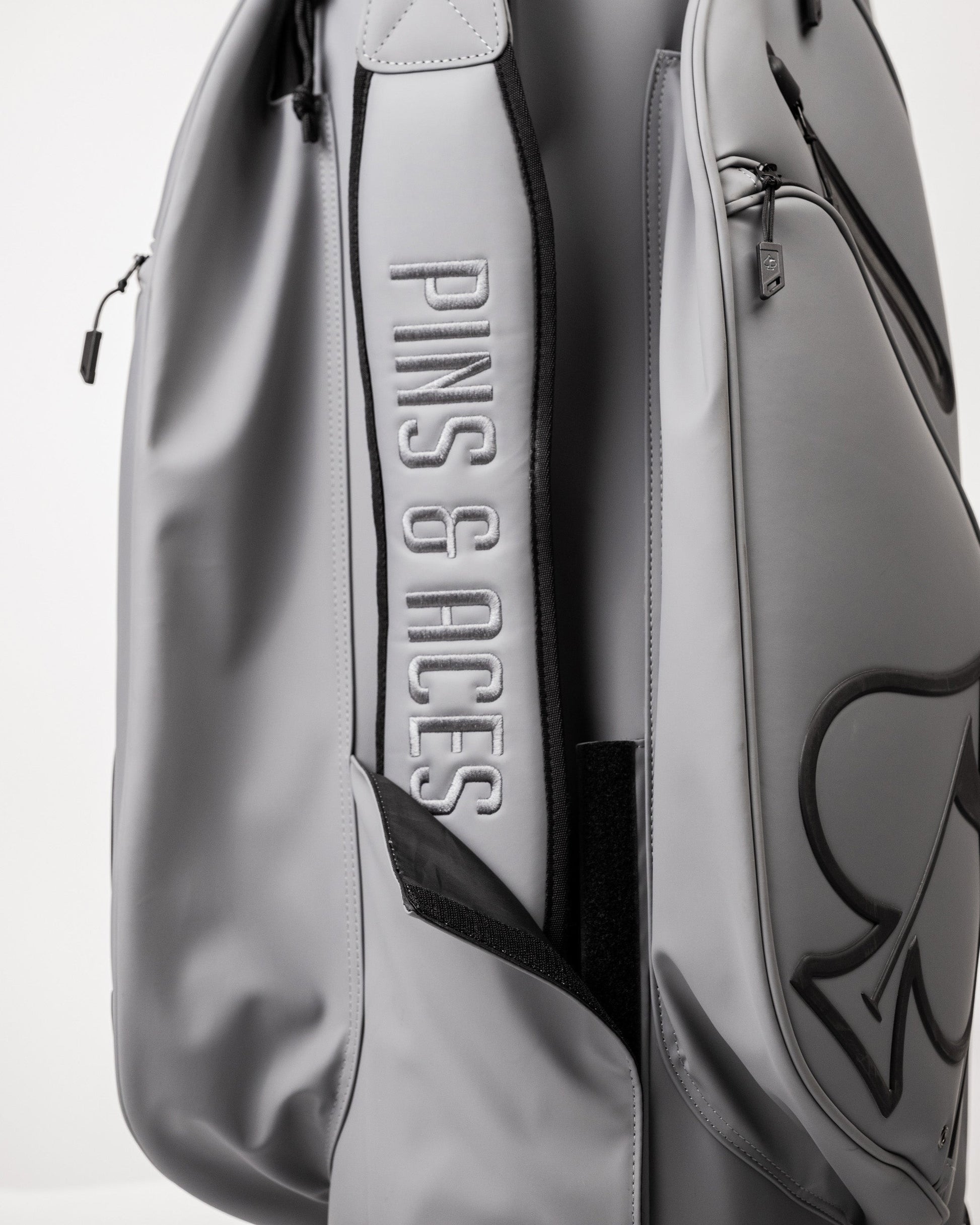 Player Preferred™ Cart Bag in Flat Ash color, showcasing its sleek design, multiple pockets, and padded straps for convenience.