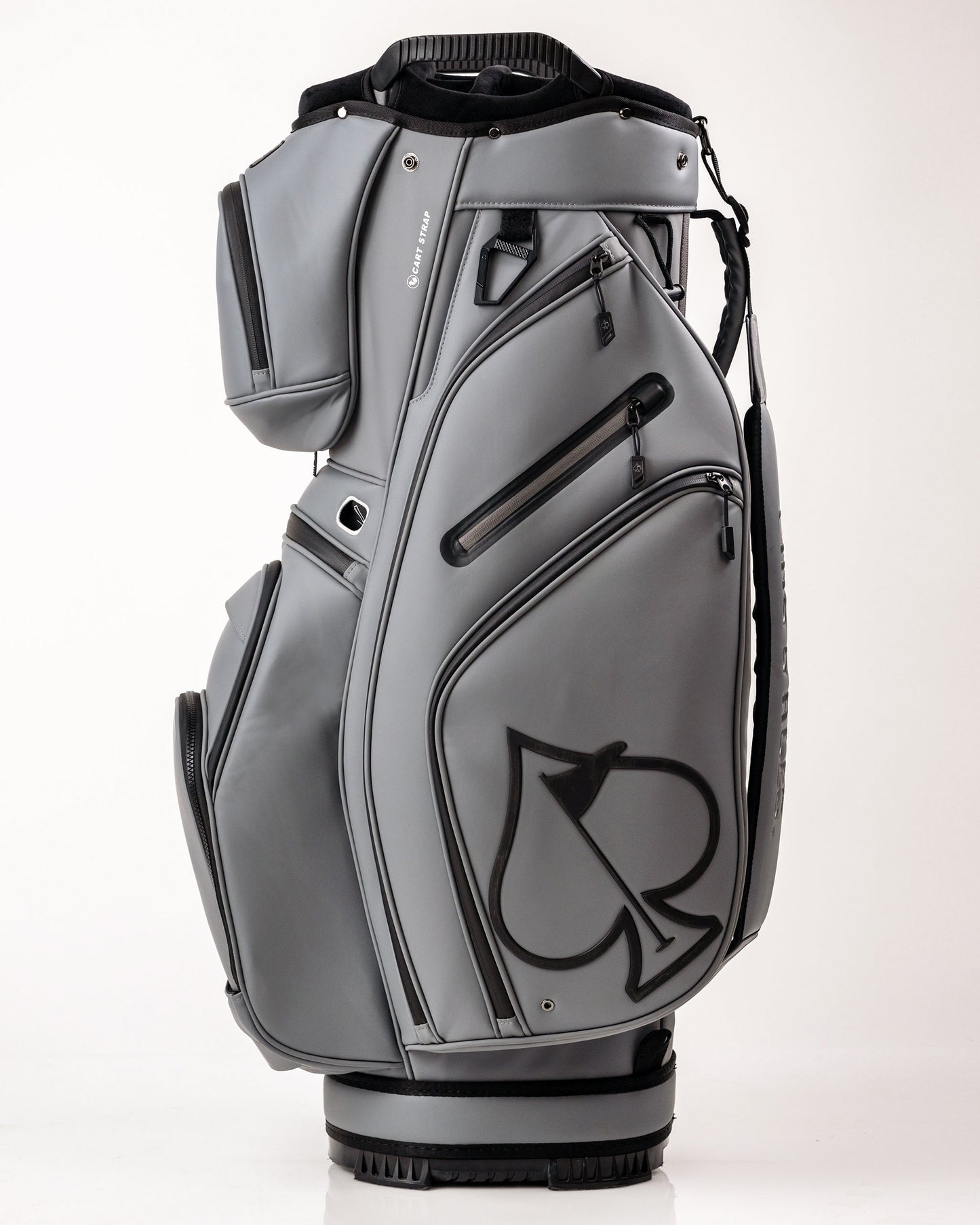 Player Preferred™ Cart Bag in Flat Ash, featuring a sleek design with multiple pockets and a comfortable shoulder strap.