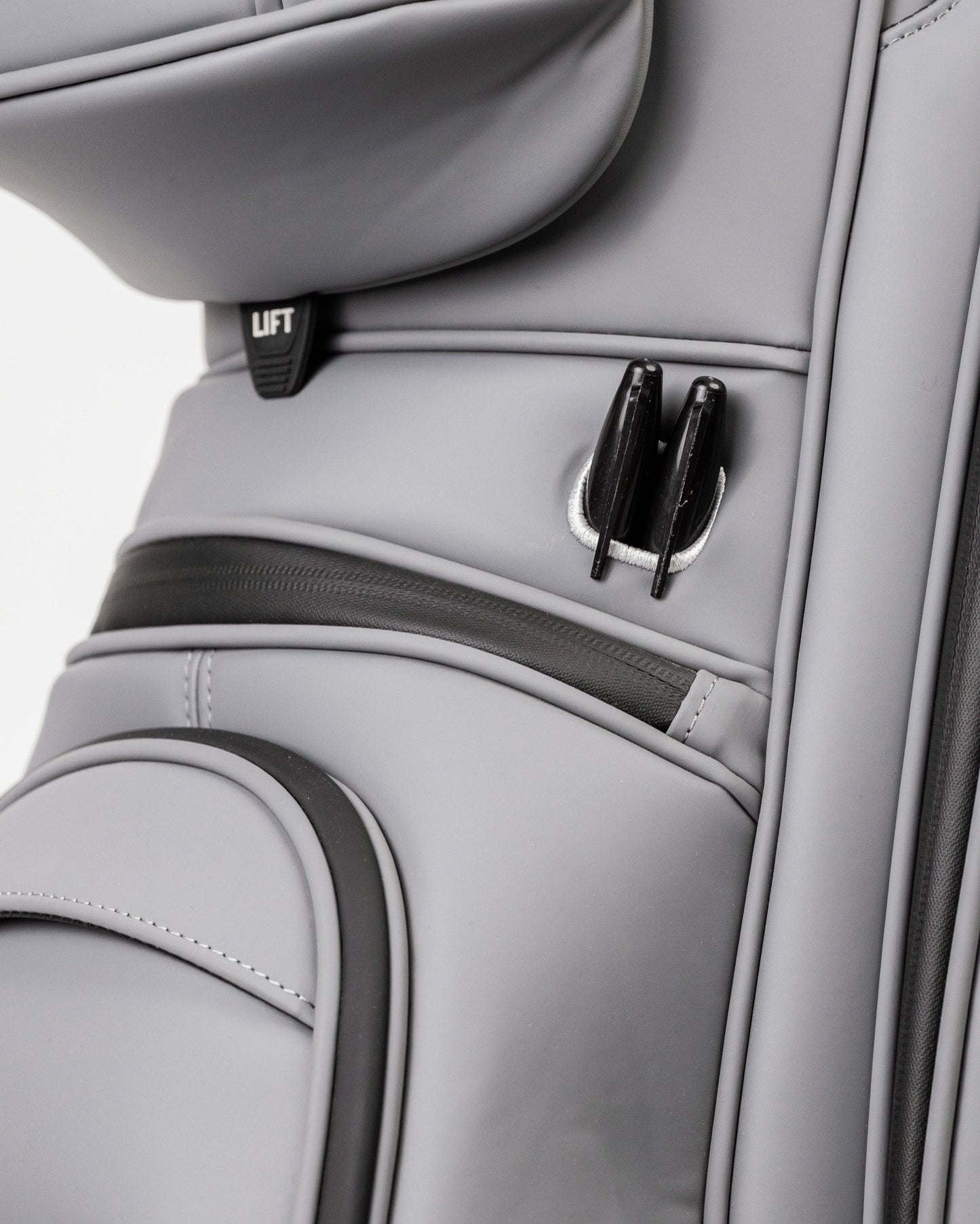 Player Preferred™ Cart Bag in Flat Ash color, showcasing a sleek design with multiple pockets and a sturdy handle.