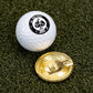 Dogecoin ball marker featuring the iconic Shiba Inu logo on a circular design.