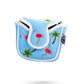 Alt text: "Dancing Flamingos mallet putter cover featuring vibrant flamingo graphics on a soft fabric background."