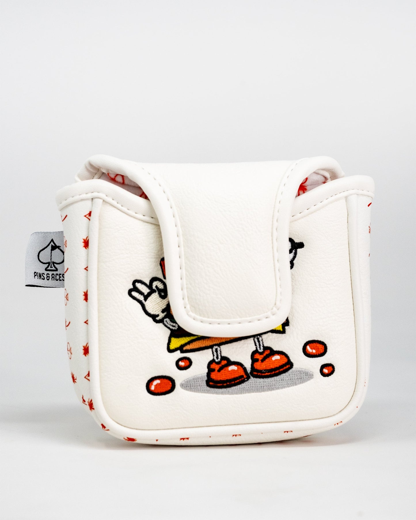 In-N-Ace mallet putter cover featuring a vibrant fast-food inspired design, showcasing a colorful burger motif on a durable fabric.