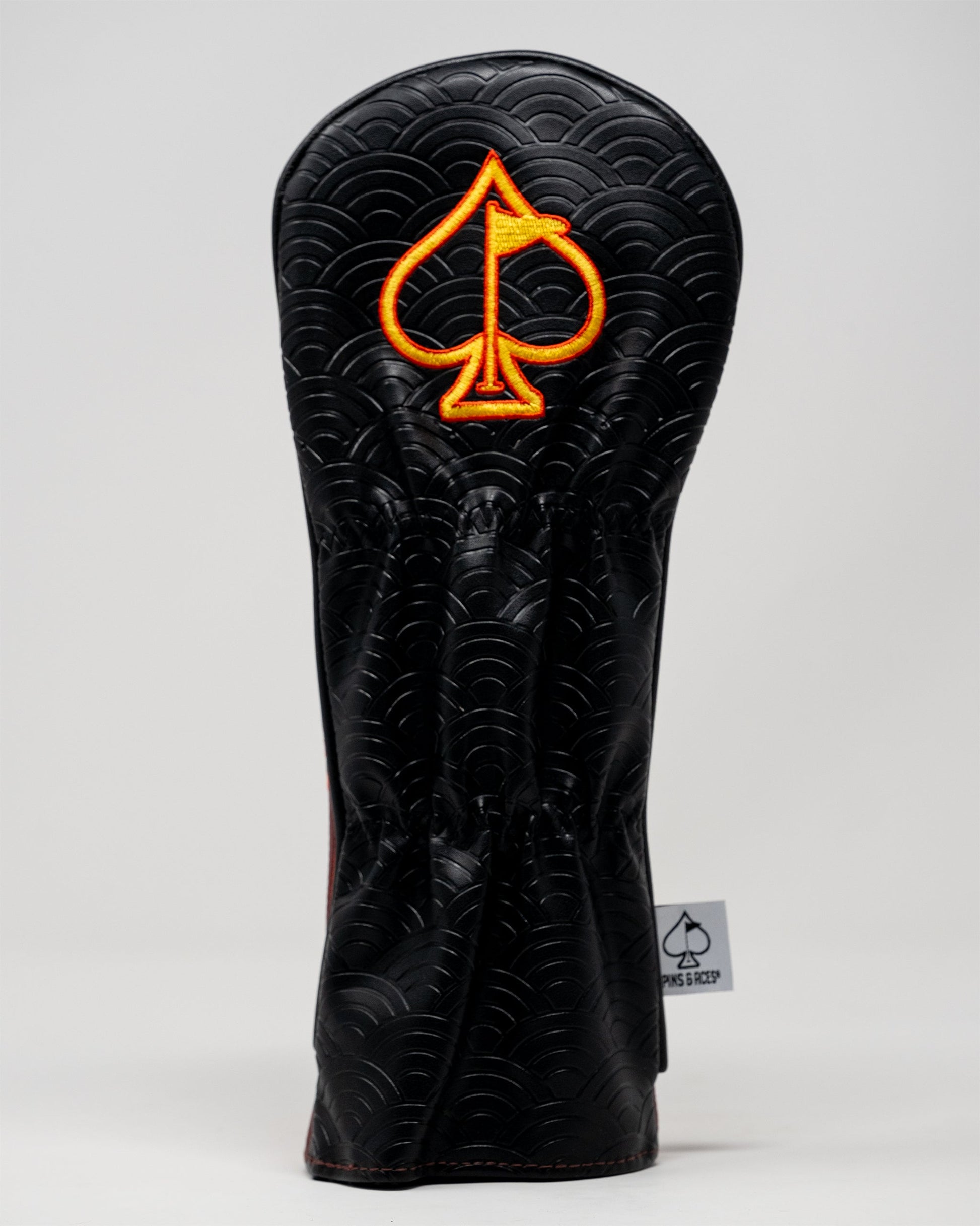 Fire & Fury fairway cover featuring vibrant fire wave design, designed to protect golf clubs while adding a stylish, bold look to your golf gear.